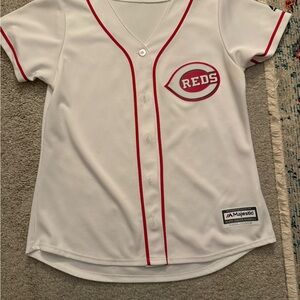 Majestic Womens White and Red Baseball Jersey